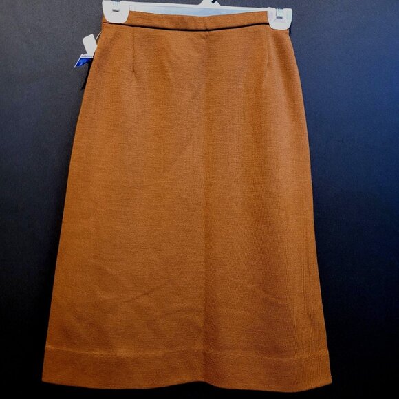 Vintage Catalina Wool Doubleknit A Line Skirt Brown Pull On Tag Size 9 10 - Picture 1 of 6